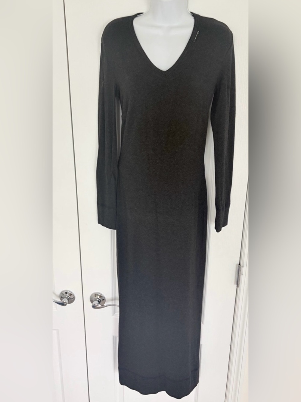 Dolce & Gabbana Women’s V-Neck Maxi Sweater Dress in Charcoal S-M